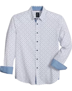 Michael Strahan Modern Fit Sport Shirt, White & Blue Dot