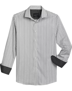 Egara Slim Fit Sport Shirt, Black Tonal Stripe