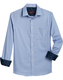 Egara Slim Fit Sport Shirt, Blue Woven Check