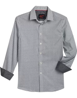 Egara Slim Fit Sport Shirt, Black Mini Geo