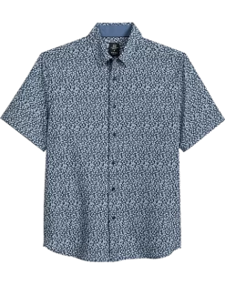 Michael Strahan Modern Fit 4-Way Stretch Short Sleeve Sport Shirt, Blue Liberty Floral