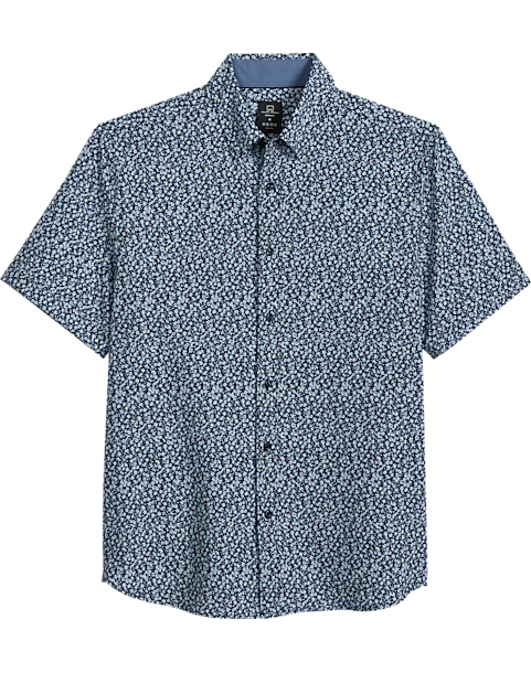 Michael Strahan Modern Fit 4-Way Stretch Short Sleeve Sport Shirt, Blue Liberty Floral