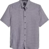 Michael Strahan Modern Fit 4-Way Stretch Short Sleeve Sport Shirt, Gray Oval