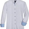 Michael Strahan Modern Fit Four-Way Stretch Sport Shirt, White Mini Triangle