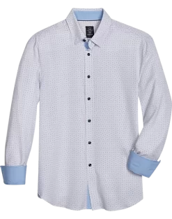 Michael Strahan Modern Fit Four-Way Stretch Sport Shirt, White Mini Triangle