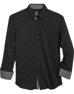 Michael Strahan Modern Fit 4-Way Stretch Sport Shirt Black Mini Triangle