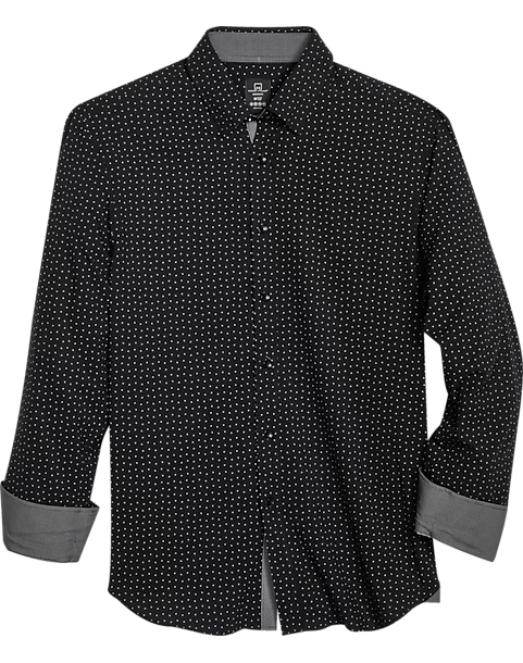 Michael Strahan Modern Fit 4-Way Stretch Sport Shirt Black Mini Triangle