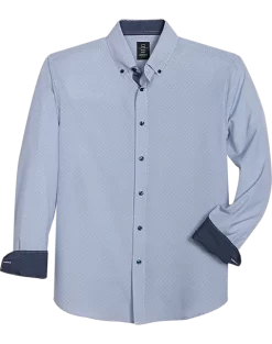 Michael Strahan Modern Fit Four-Way Stretch Sport Shirt, White Mini Diamond