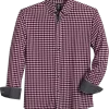 Michael Strahan Modern Fit Button-Down Collar 4-Way Stretch Sport Shirt Pink Check