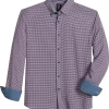 Michael Strahan Modern Fit Button-Down Collar 4-Way Stretch Sport Shirt Pink Grid