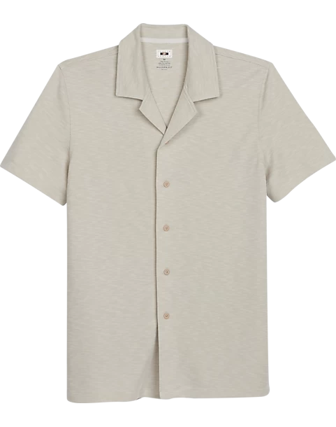 Joseph Abboud Modern Fit Short Sleeve Camp Shirt, Tan