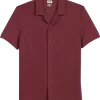 Joseph Abboud Modern Fit Short Sleeve Camp Shirt, Brick Red