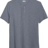 Joseph Abboud Modern Fit Short Sleeve Henley, Slate Stripe