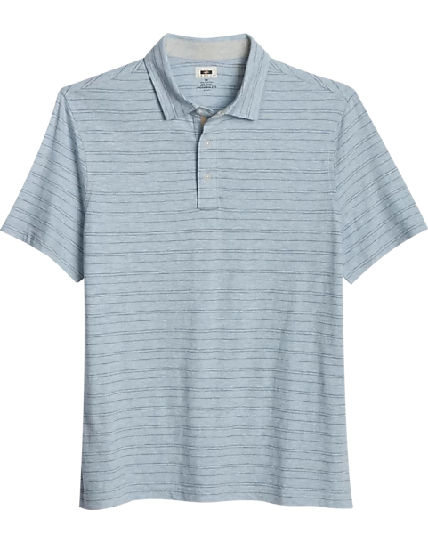 Joseph Abboud Modern Fit Short Sleeve Polo Shirt, Light Blue Stripe