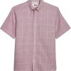 Joseph Abboud Modern Fit Sport Shirt, Burgundy Glen Plaid