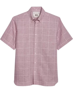 Joseph Abboud Modern Fit Sport Shirt, Burgundy Glen Plaid