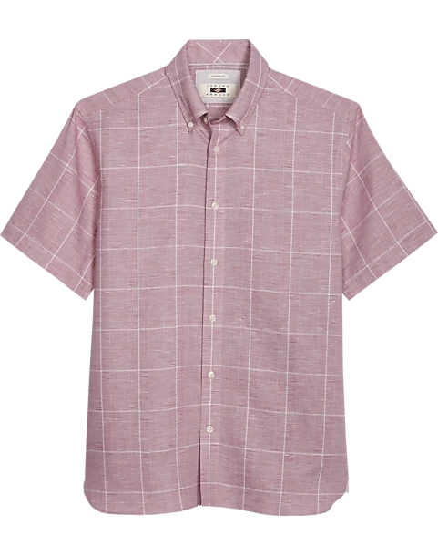 Joseph Abboud Modern Fit Sport Shirt, Burgundy Glen Plaid