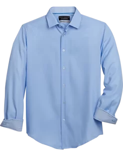 Report Collection Slim Fit Four-Way Stretch Sport Shirt, Medium Blue Chevron