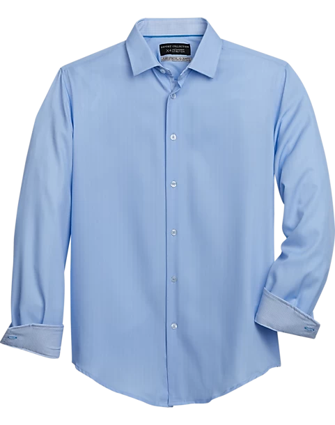 Report Collection Slim Fit Four-Way Stretch Sport Shirt, Medium Blue Chevron