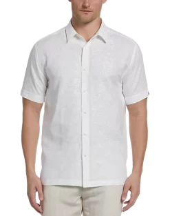 Cubavera Modern Fit Tonal Embroidered Shirt, White