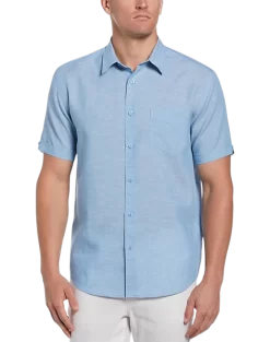 Cubavera Modern Fit TravelSelect Linen Blend Shirt, Blue