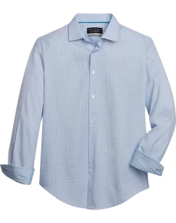Report Collection Slim Fit Four-Way Stretch Sport Shirt, Light Blue Mini Box Print