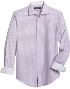 Report Collection Slim Fit Four-Way Stretch Sport Shirt, Purple Mini Square Print