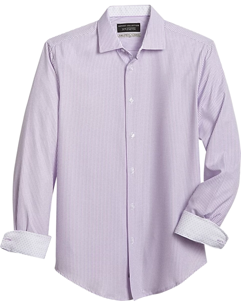 Report Collection Slim Fit Four-Way Stretch Sport Shirt, Purple Mini Square Print