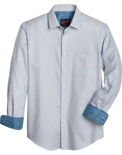 Egara Slim Fit Sport Shirt, Teal Parquet Check