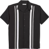 Cubavera Modern Fit Camp Collar Shirt, Black Tri-Color Panels