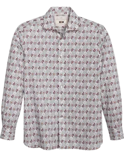 Joseph Abboud Modern Fit Sport Shirt, Burgundy Paisley Tile
