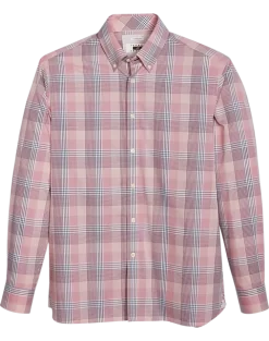 Joseph Abboud Modern Fit Sport Shirt, Burgundy Plaid