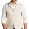 Joseph Abboud Modern Fit Canvas Vest, Beige