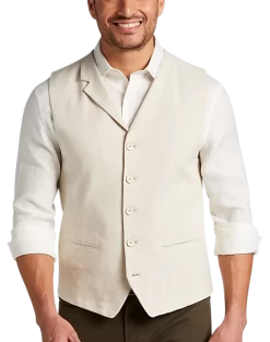 Joseph Abboud Modern Fit Canvas Vest, Beige
