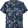 Egara Slim Fit Short Sleeve Sport Shirt, Navy Floral
