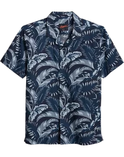 Egara Slim Fit Short Sleeve Sport Shirt, Navy Floral