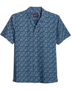 Egara Slim Fit Short Sleeve Sport Shirt, Navy Fern