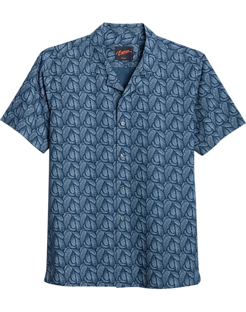 Egara Slim Fit Short Sleeve Sport Shirt, Navy Fern