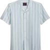 Egara Slim Fit Short Sleeve Sport Shirt, Aqua Stripe