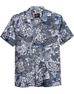 Egara Slim Fit Short Sleeve Sport Shirt, Blue Floral