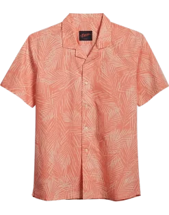 Egara Slim Fit Short Sleeve Sport Shirt, Coral Palmetto