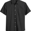 Awearness Kenneth Cole Slim Fit Short Sleeve Sport Shirt, Black Micro Dot