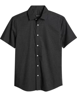 Awearness Kenneth Cole Slim Fit Short Sleeve Sport Shirt, Black Micro Dot