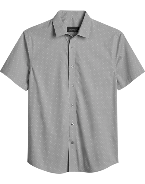 Awearness Kenneth Cole Slim Fit Short Sleeve Sport Shirt, Light Gray Geo