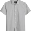 Awearness Kenneth Cole Slim Fit Short Sleeve Sport Shirt, White Micro Dot