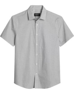 Awearness Kenneth Cole Slim Fit Short Sleeve Sport Shirt, White Micro Dot