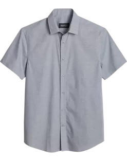 Awearness Kenneth Cole Slim Fit Short Sleeve Slub Sport Shirt, Light Gray