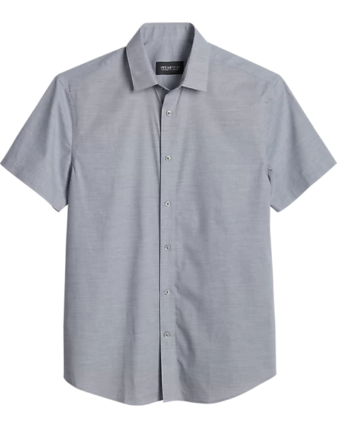Awearness Kenneth Cole Slim Fit Short Sleeve Slub Sport Shirt, Light Gray