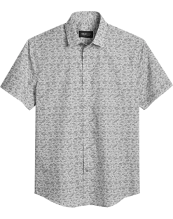 Awearness Kenneth Cole Slim Fit Short Sleeve Sport Shirt, Light Gray Camo