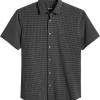 Awearness Kenneth Cole Slim Fit Short Sleeve Sport Shirt, Black Gingham